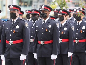 New Ottawa Police Service recruits during the formal badge ceremony on Sept. 29, 2021. The police services board announced Tuesday a new collective agreement with the Ottawa Police Association achieved through arbitration.