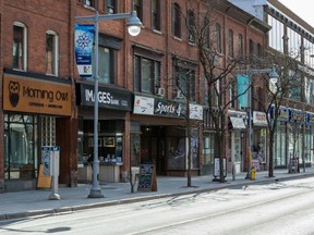 A very quiet Bank Street in downtown Ottawa during the COVID-19 outbreak.