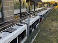 An LRT train exits Cyrville Station eastbound on the Confederation Line during testing earlier this week. The LRT system has been out of operation since a derailment near Tremblay Station on Sept. 19.