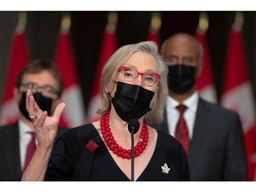 Minister of Health and Addictions Dr. Carolyn Bennett speaks during a press conference Oct. 26. There are lessons for her in the experience of cannabis legalization.