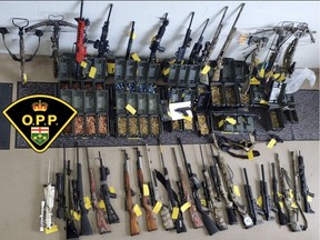 One man has been charged and a cache of weapons were seized by the OPP in a raid in South Stormont Township.