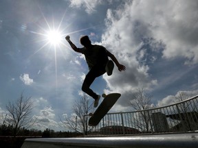 A skateboarder shows off outdoors at Lansdowne Park in March of this year. A new city recreation program will take skateboarding to the nearby Aberdeen Pavilion for drop-in sessions on Tuesday evenings, starting Jan. 4.