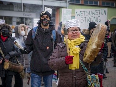 Elder Marlene Hale leads a rally Sunday on Wellington Street in support of the Wet'suwet'en people and their opposition to the Coastal GasLink pipeline, as well as the RCMP's arrest of land defenders in British Columbia last week

ASHLEY FRASER, POSTMEDIA