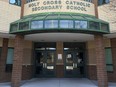 An April file photo of the entrance to Holy Cross Catholic Secondary School in Kingston.
