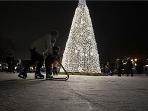 Many municipalities came up with new sites where residents could exercise outdoors last winter, such as this makeshift rink in Pointe-Claire.