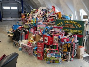 Peter Porteous of All Purpose Towing has collected around 1,000 gifts for the company's annual toy drive for the Carleton Place area.