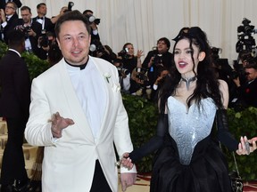 Grimes and Musk arrive at the Met Gala in New York in 2018.