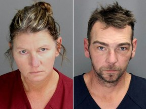 (COMBO) This combination of booking photos obtained from the the Oakland County Sheriff's Office in Michigan on December 4, 2021, shows Jennifer (L) and James Crumbley of Oxford, Michigan. - The Crumbleys, parents of Ethan Crumbley,15, who shot dead four students at Oxford High School with a gun bought by his father were arrested and taken into custody on December 4, 2021.