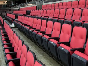 Empty club seats at the Canadian Tire Centre.