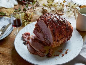 Christmas glazed ham with clementines and cloves from Sea & Shore.