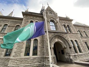 Flags at Ottawa City Hall.