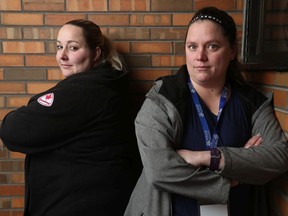 Tiffany Taylor and Tara Cowley are among more than 20 students at Willis College taking part in the PSW training program who say they were misled by ads saying they would have a paid work placement.