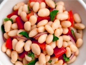 White kidney beans are combined with tomatoes, red pepper and red onion in this recipe from Macedonia: The Cookbook, by Katerina Nitsou.