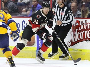 Cody Caron, seen here playing for Cincinnati Cyclones of ECHL. Caron was captain of Carleton Ravens but left school to turn pro because of COVID-19 restrictions.  Must carry credit for Tony Bailey Photography