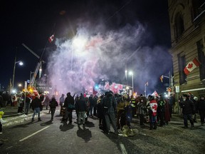 As the sun set on Saturday, the crowd thinned, but some protestors stayed and continued to honk horns of their vehicles, while others danced and partied in the downtown core.