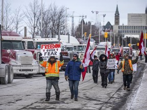 Protesters gathered around Parliament Hill and the downtown core for the Freedom Convoy protest.