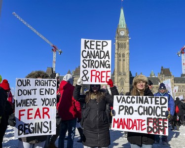 Anti vaccine mandate protests in downtown Ottawa. Saturday, Jan. 29, 2022