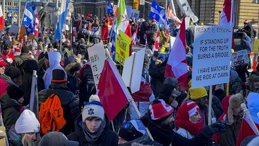 Anti vaccine mandate protests in downtown Ottawa. Saturday, Jan. 29, 2022