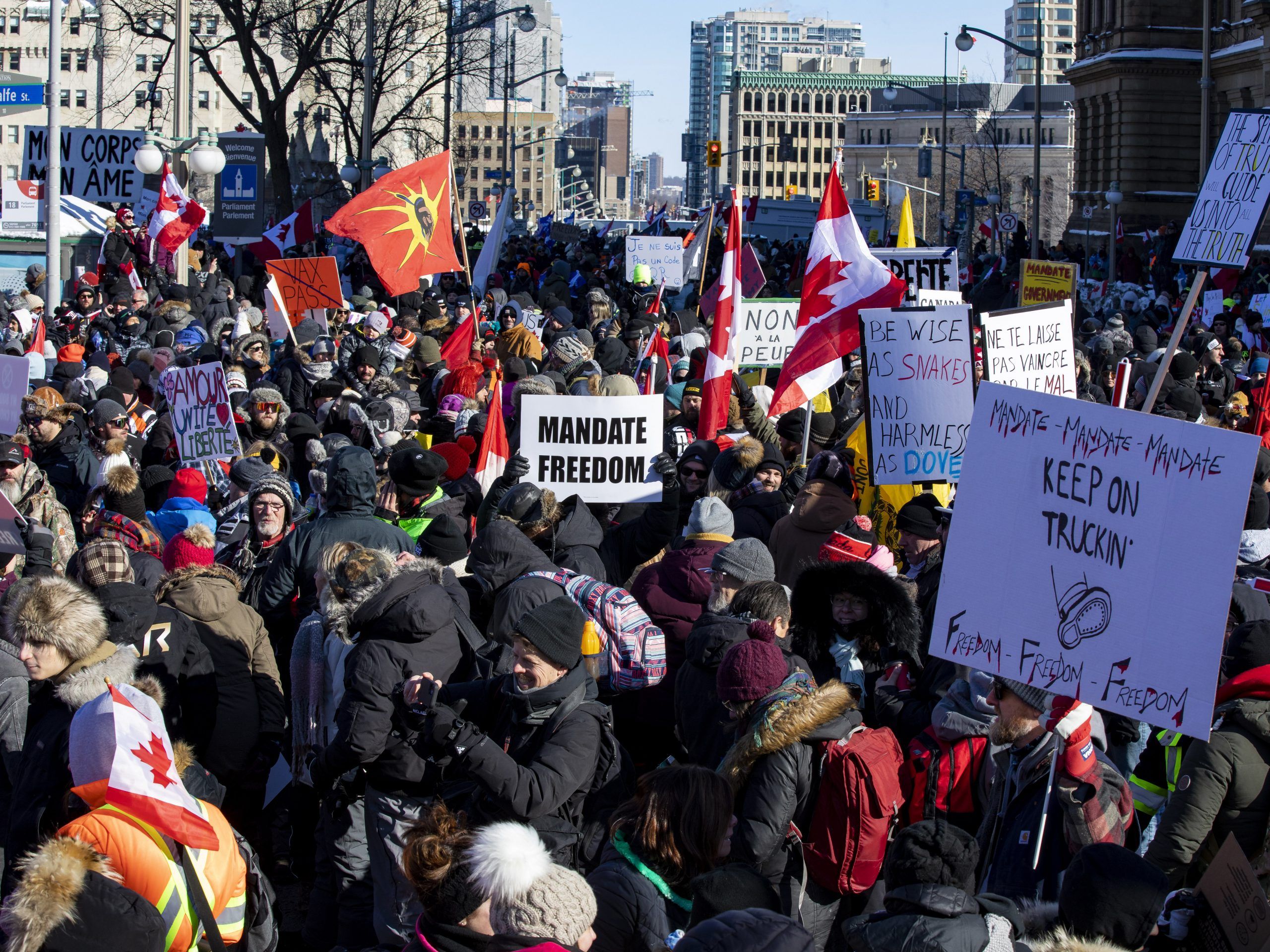 Photos: Truckers' anti-vaccine mandate protest in downtown Ottawa