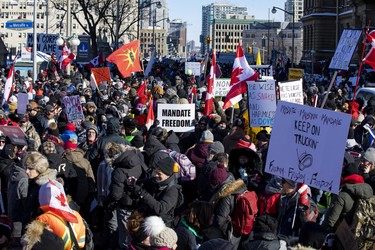 Anti vaccine mandate protests in downtown Ottawa. Saturday, Jan. 29, 2022