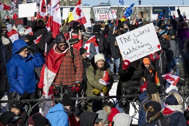 Anti vaccine mandate protests in downtown Ottawa. Saturday, Jan. 29, 2022