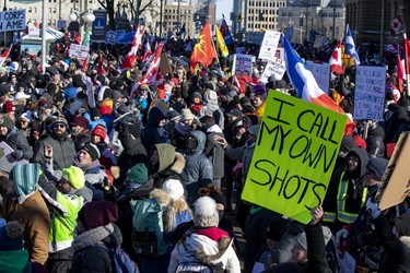 OTTAWA — Anti vaccine mandate protests in downtown Ottawa. Saturday, Jan. 29, 2022 — . ERROL MCGIHON, Postmedia