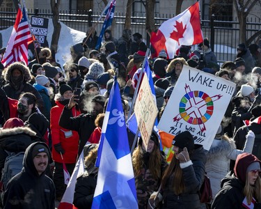 Anti vaccine mandate protests in downtown Ottawa. Saturday, Jan. 29, 2022