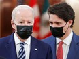 U.S. President Joe Biden and Prime Minister Justin Trudeau at the White House during the North American Leaders' Summit on Nov. 18, 2021.