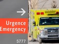 File: An ambulance is shown outside a hospital