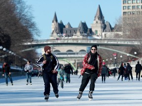A file photo of skaters on the Rideau Canal Skateway