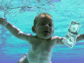 The cover of Nevermind, the 1991 Nirvana album which included the band's iconic song 'Smells Like Teen Spirit.'