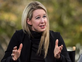 Elizabeth Holmes, founder of Theranos Inc., speaks during an interview at the Vanity Fair 2015 New Establishment Summit in San Francisco in 2015. Holmes was found guilty of criminal fraud for her role building the blood-testing startup.