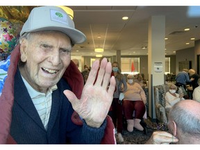 Ernie Allen, a Second World War veteran and RAF Spitfire pilot, celebrated his 100th birthday Friday at Wildpine Residence in Stittsville. Blair Crawford/Postmedia