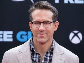 Ryan Reynolds poses at the premiere for the film "Free Guy" in New York City, New York, U.S., August 3, 2021.