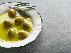 Extra virgin olive oil is pressed from olives without chemicals or high heat.