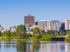 Tall buildings, apartments and condos form a skyline of the city of Ottawa.  Getty Images.