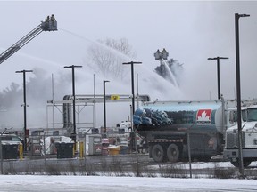 Fire at Eastway Tank on Merivale Road in Ottawa Thursday afternoon. Ottawa Fire emergency vehicles, Ottawa Police and Ambulance Service were at the scene and police indicate there was an explosion. Injuries were also reported and workers were sent to the hospital.