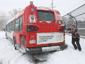 OC Transpo buses got stuck in the snow over 370 times during Monday's snowstorm.