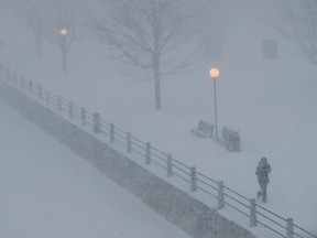 Files: The Rideau Canal during a heavy snowfall.
