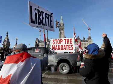 A couple hundred anti vaccine mandate protesters and truckers arrived on Wellington Street in Ottawa Friday afternoon.