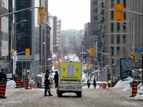 Paramedics in downtown Ottawa on Monday.