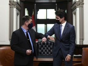 File photo/ Prime Minister Justin Trudeau with Premier of Nunavut P.J. Akeeagok.
