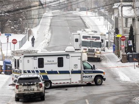 Police had the scene taped off on Sunday following the discovery of a body in Gatineau.