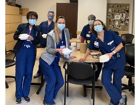 Staff in the Ottawa General Hospital’s Intensive Care Unit, have burgers from Meatheads Grill for lunch Wednesday. The Orléans burger joint donated and brought 50 burgers to the hospital.
