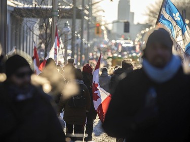 OTTAWA -- Thousands gathered in the downtown core for a protest in connection with the Freedom Convoy, Saturday, Feb. 5, 2022.