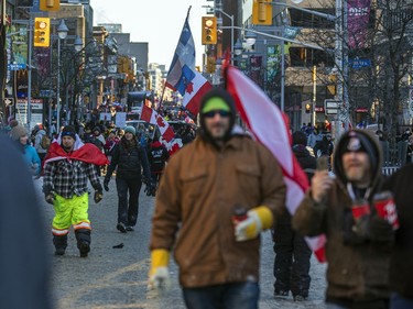 OTTAWA -- Thousands gathered in the downtown core for a protest in connection with the Freedom Convoy, Saturday, Feb. 5, 2022.