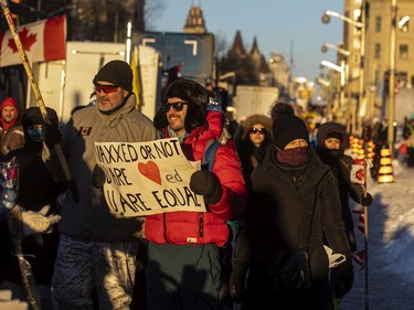 OTTAWA -- Thousands gathered in the downtown core for a protest in connection with the Freedom Convoy, Saturday, Feb. 5, 2022.