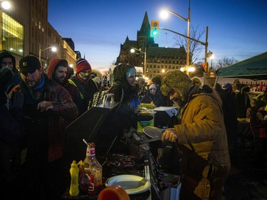 OTTAWA -- BBQ meals were being handed out to protestors on Wellington Saturday evening.