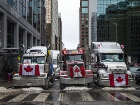 Trucks lined streets in Centretown Sunday afternoon.
