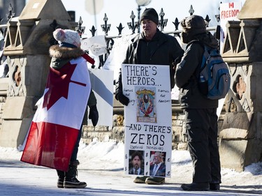 Anti-vaccine mandate protests continuing in downtown Ottawa on Monday, Feb. 14, 2022.